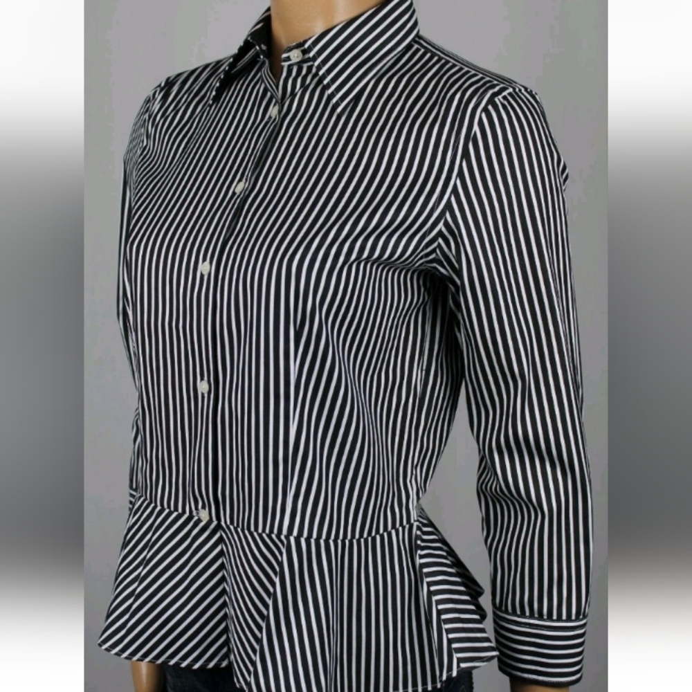 Ralph Lauren Black and White Striped Button Down Shirt